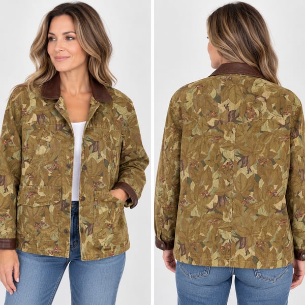 Ruff Hewn Floral Leaf Camouflage Jacket Size S