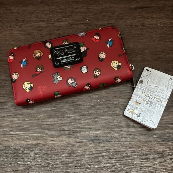 Loungefly Harry Potter Chibi Characters Zip Around Wallet Red