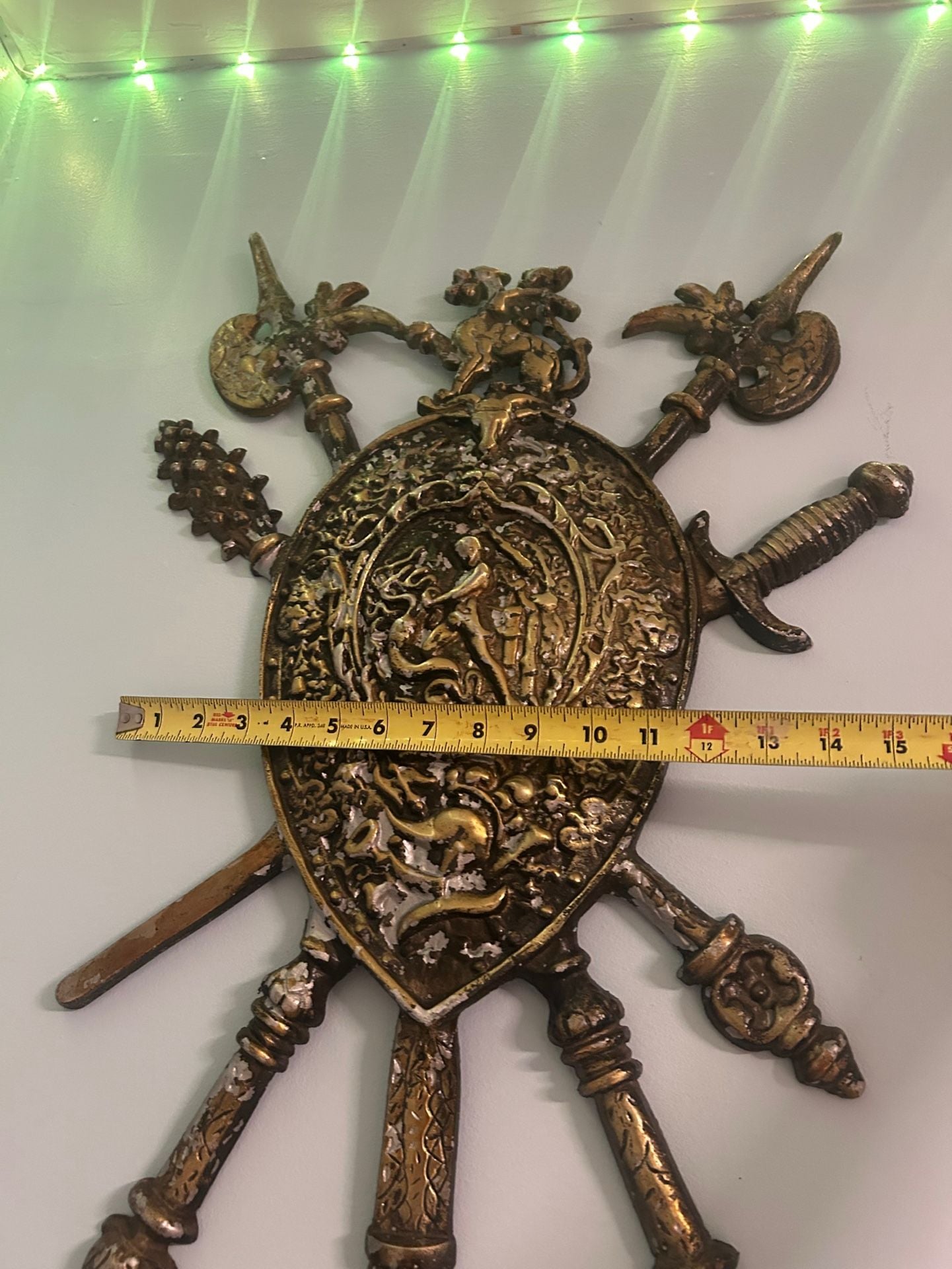 Vintage Cast Metal Medieval Coat of Arms Shield Wall Plaque Japan 10