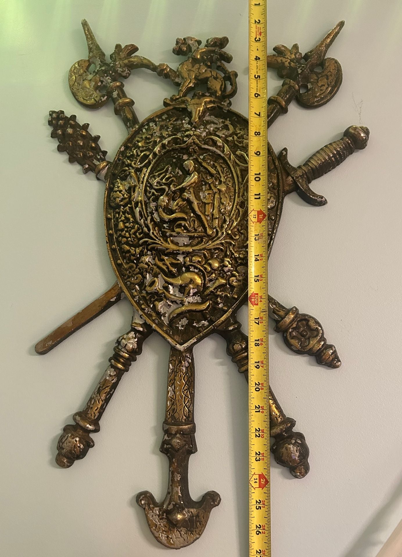 Vintage Cast Metal Medieval Coat of Arms Shield Wall Plaque Japan 8