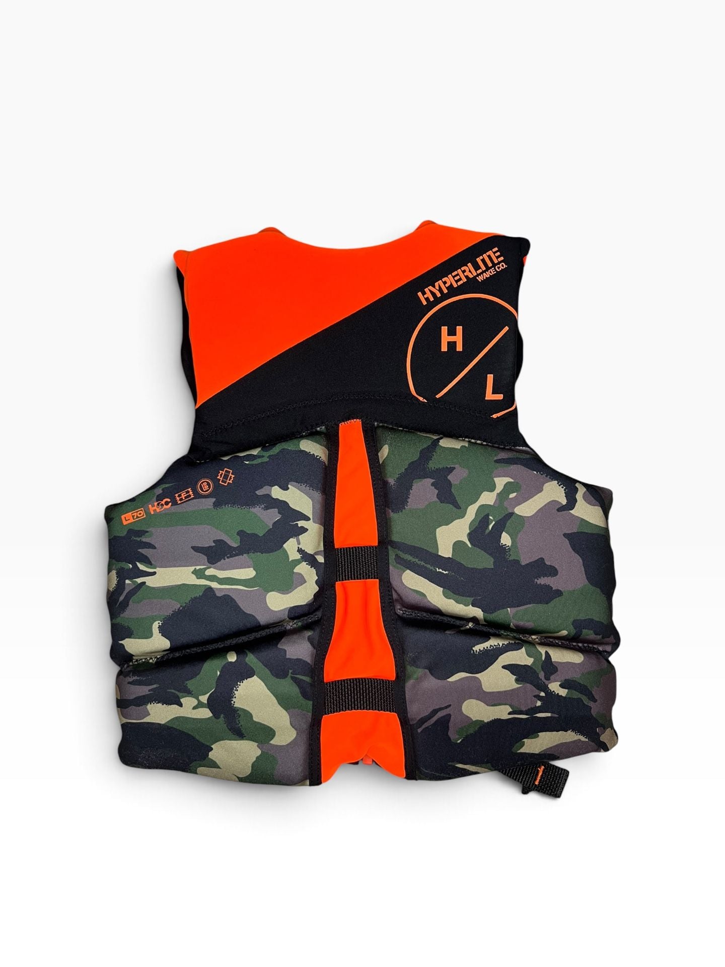 Hyperlite Wake Co. Indy Youth Life Vest Size Youth Camo Orange 3