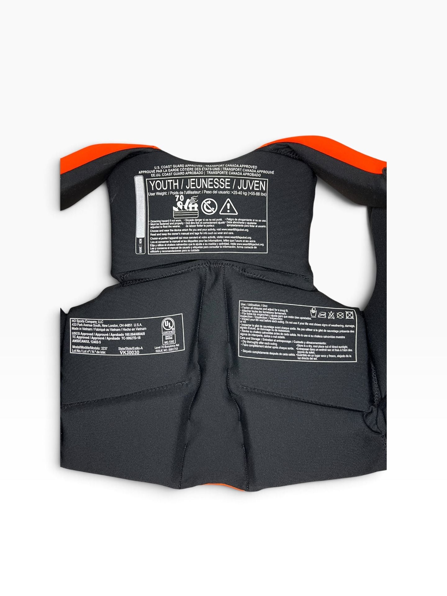 Hyperlite Wake Co. Indy Youth Life Vest Size Youth Camo Orange 5