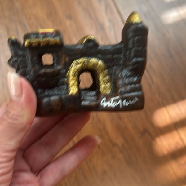 J. Carlton Miniature Ceramic Castle Figurine Hand Painted