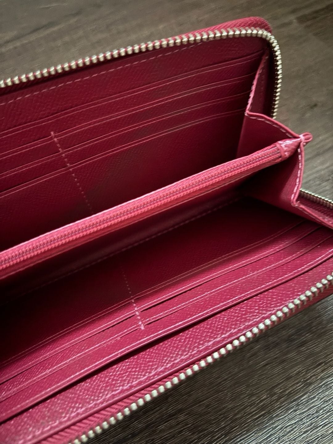 Coach Crossgrain Leather Accordion Zip Around Wallet Red 5