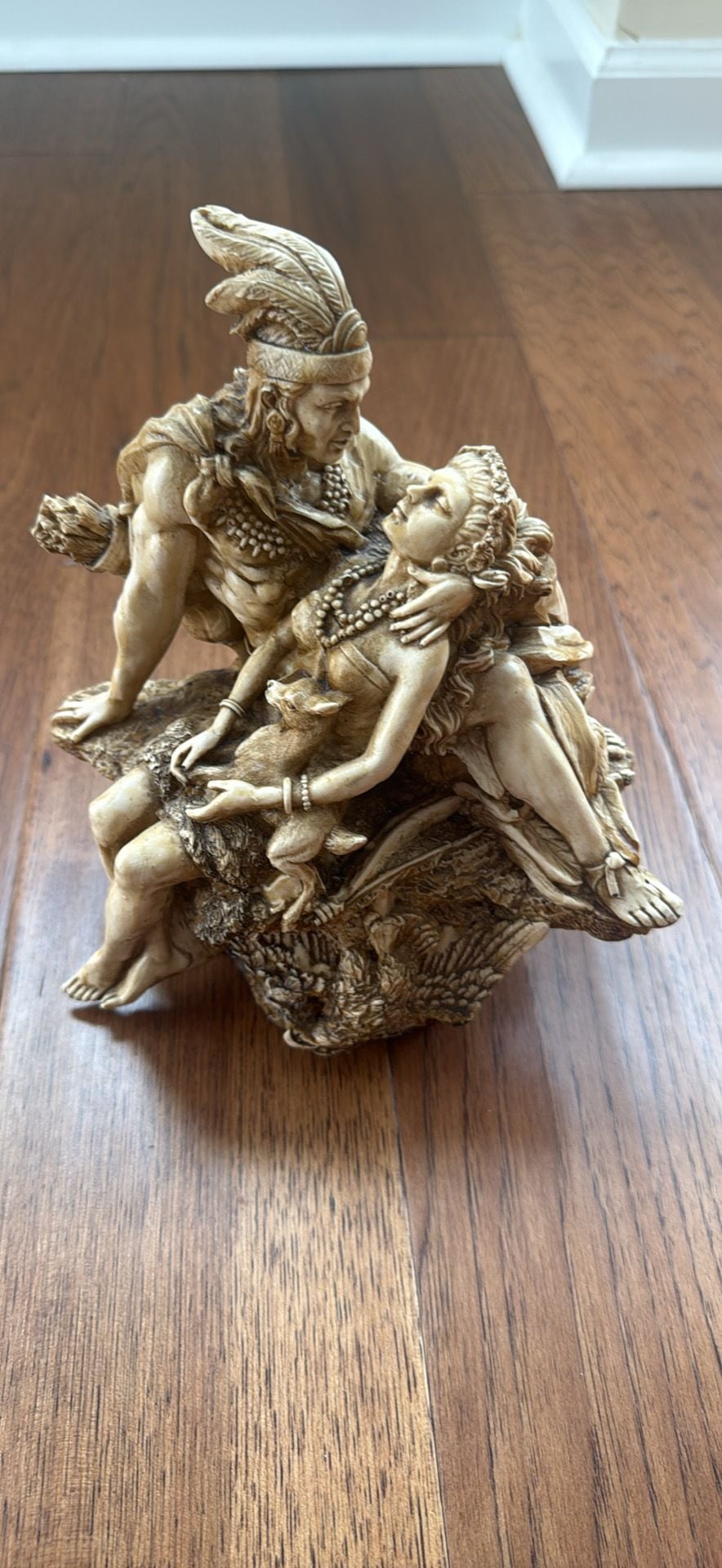 Veronese Design Native American Couple With Wolf Figurine 1