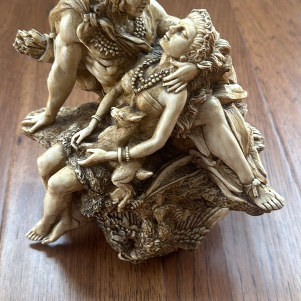 Veronese Design Native American Couple With Wolf Figurine