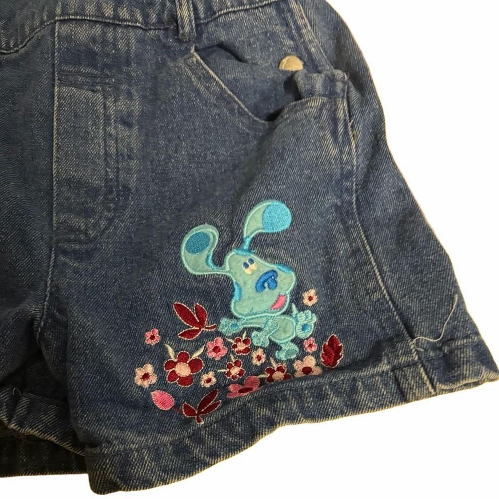 Blue's Clues Denim Shortalls Size 5T Embroidered Floral 4