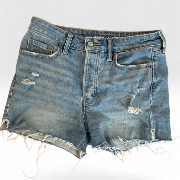 Old Navy High-Rise OG Straight Denim Shorts Size 6 Distressed Cut Off