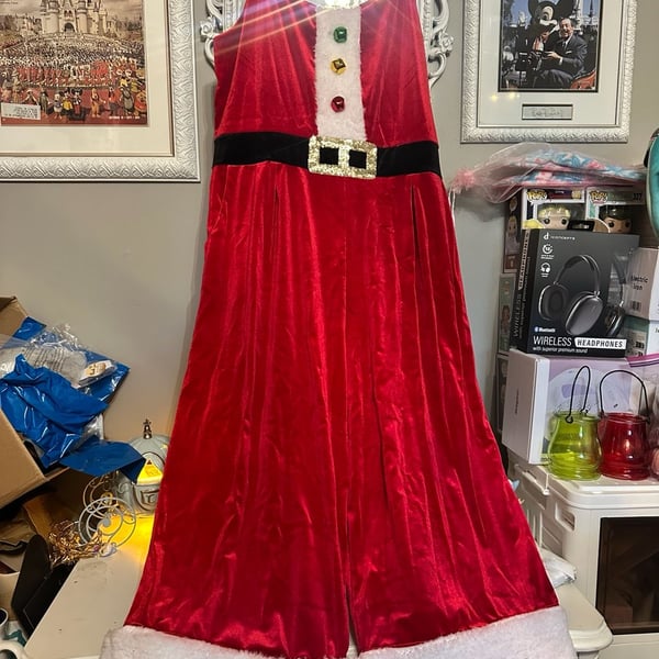 Love on a Hanger Christmas Jumpsuit Velvet Santa Costume