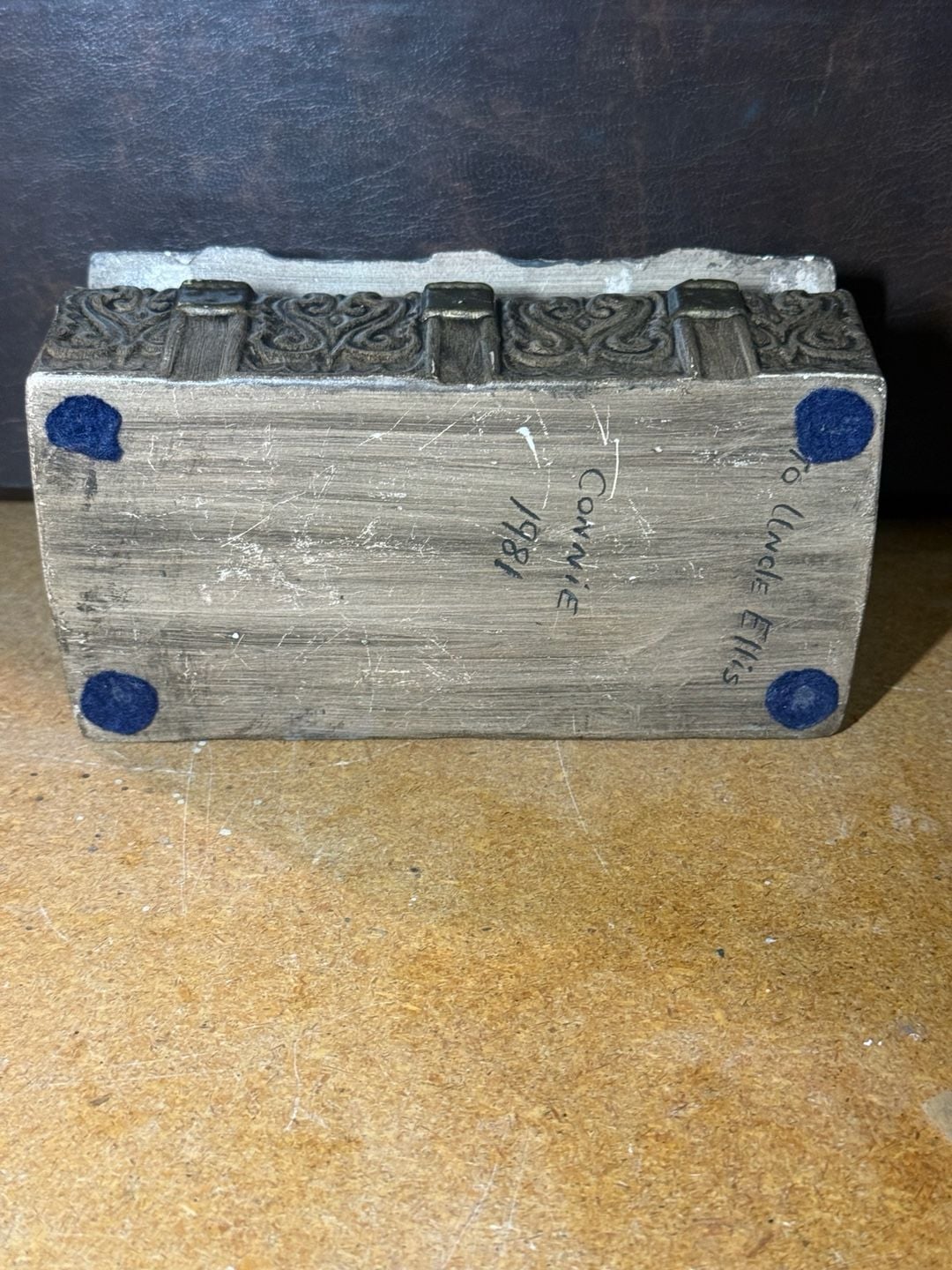Vintage Metal Trinket Box Treasure Chest Distressed Scrollwork Jewelry Box 8