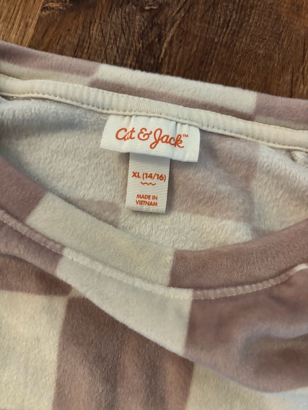 Cat & Jack Sweatshirt Size XL 14/16 Pink Brown Checkered Velour 3