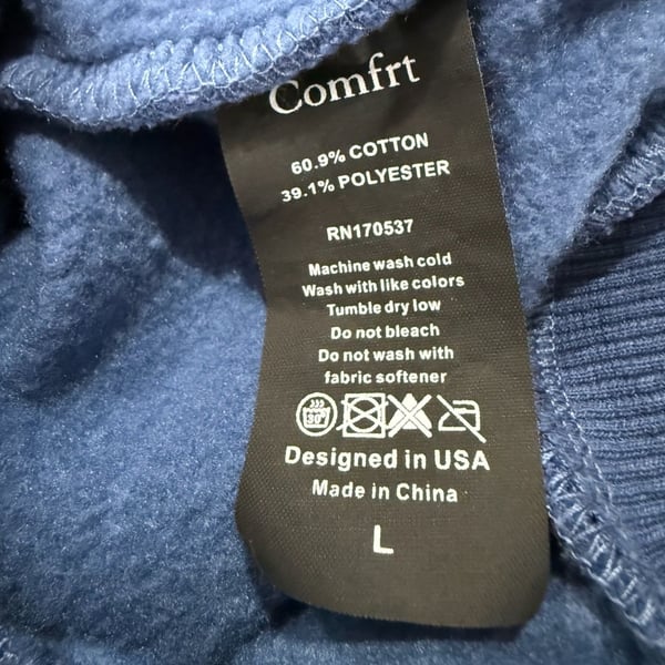Comfrt Dog Hoodie Size L Blue Cotton Blend Pet Apparel