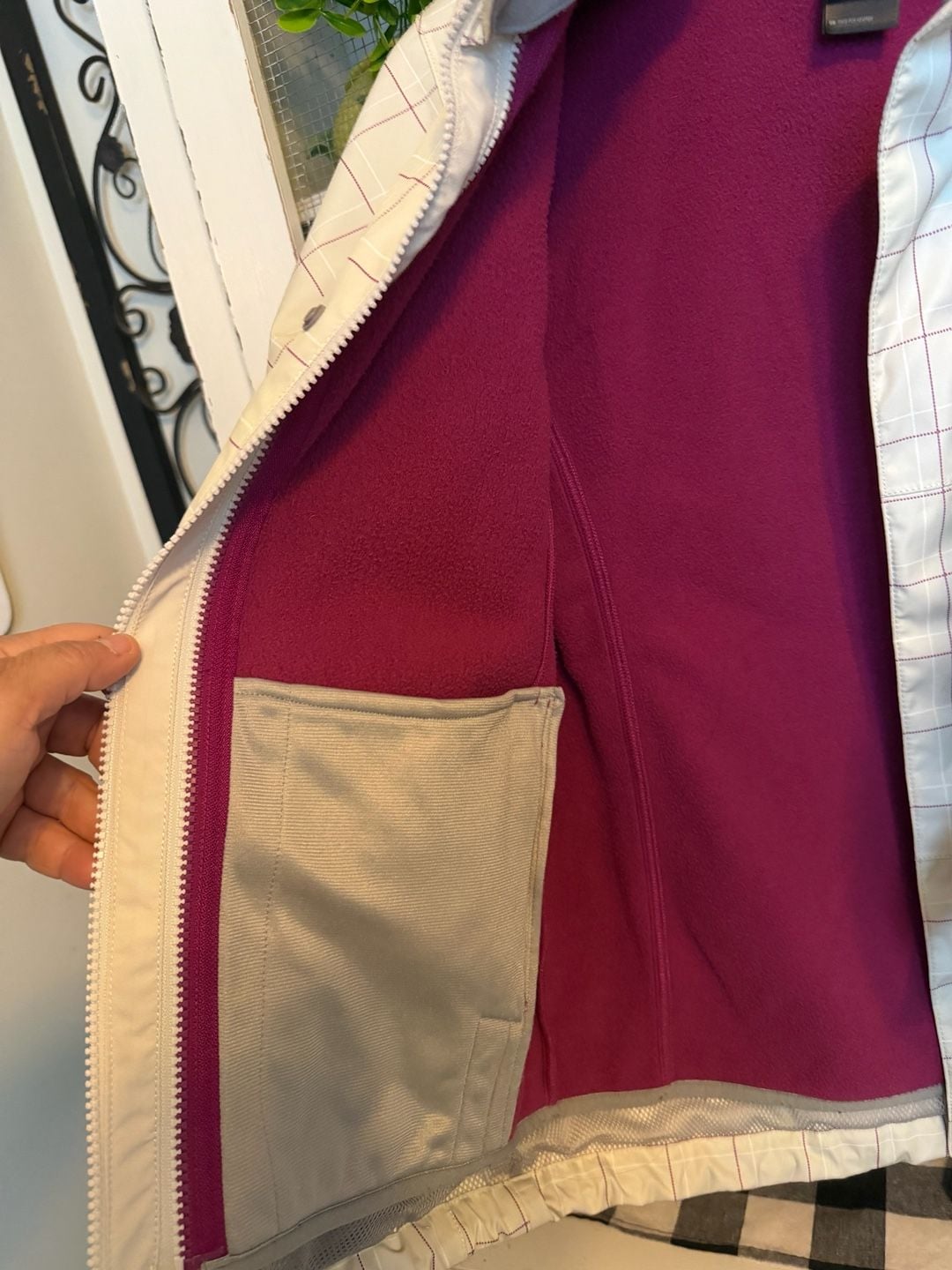 The North Face Plaid Jacket Size L (14/16) White Purple 9
