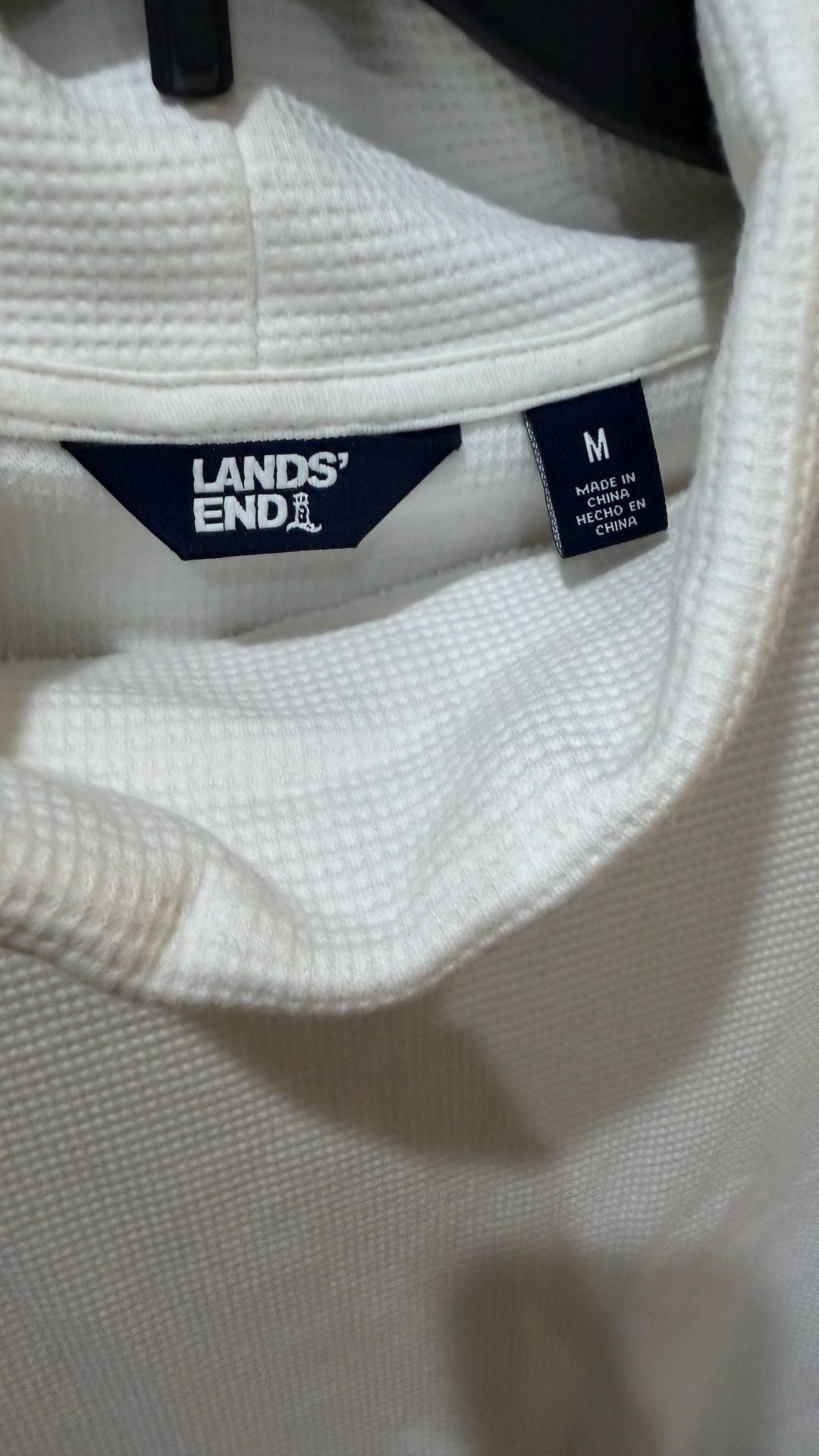 Lands' End Waffle Knit Turtleneck Size M Off White 3
