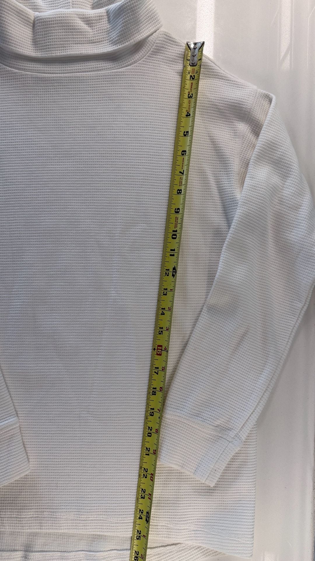 Lands' End Waffle Knit Turtleneck Size M Off White 4