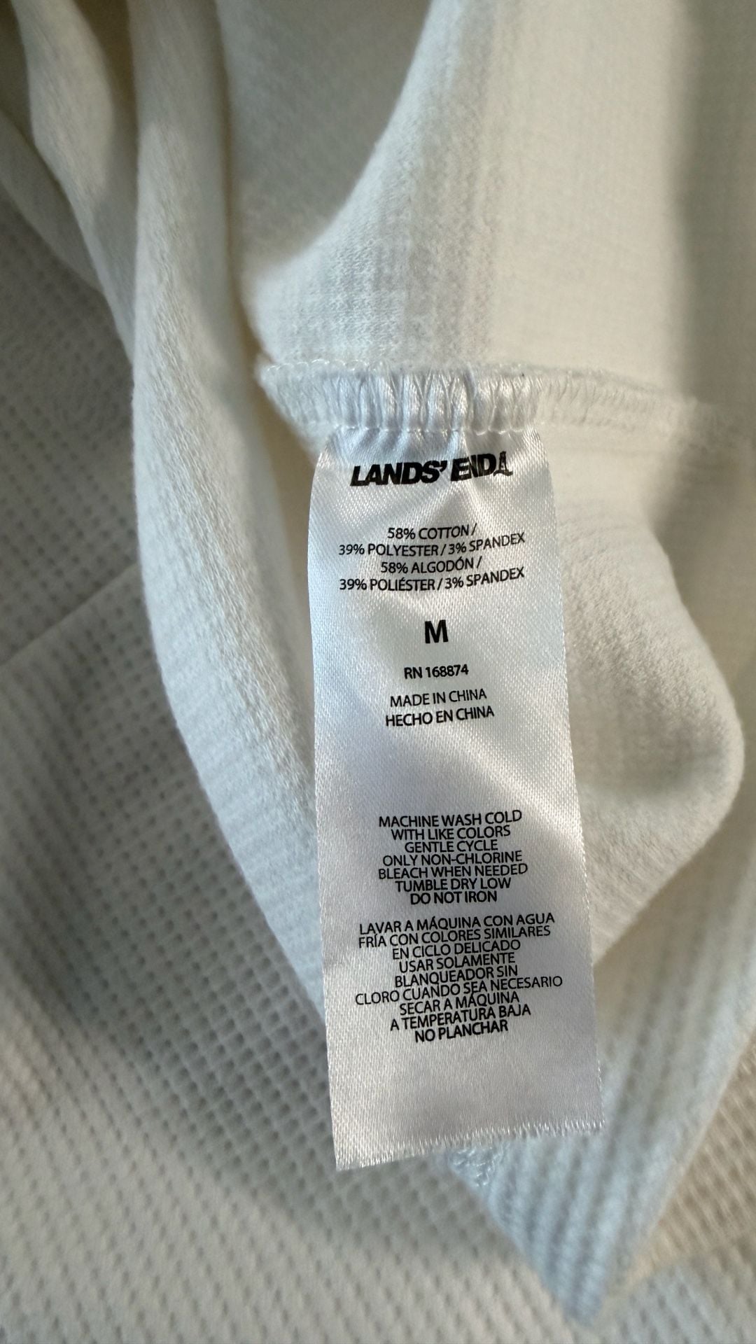 Lands' End Waffle Knit Turtleneck Size M Off White 6