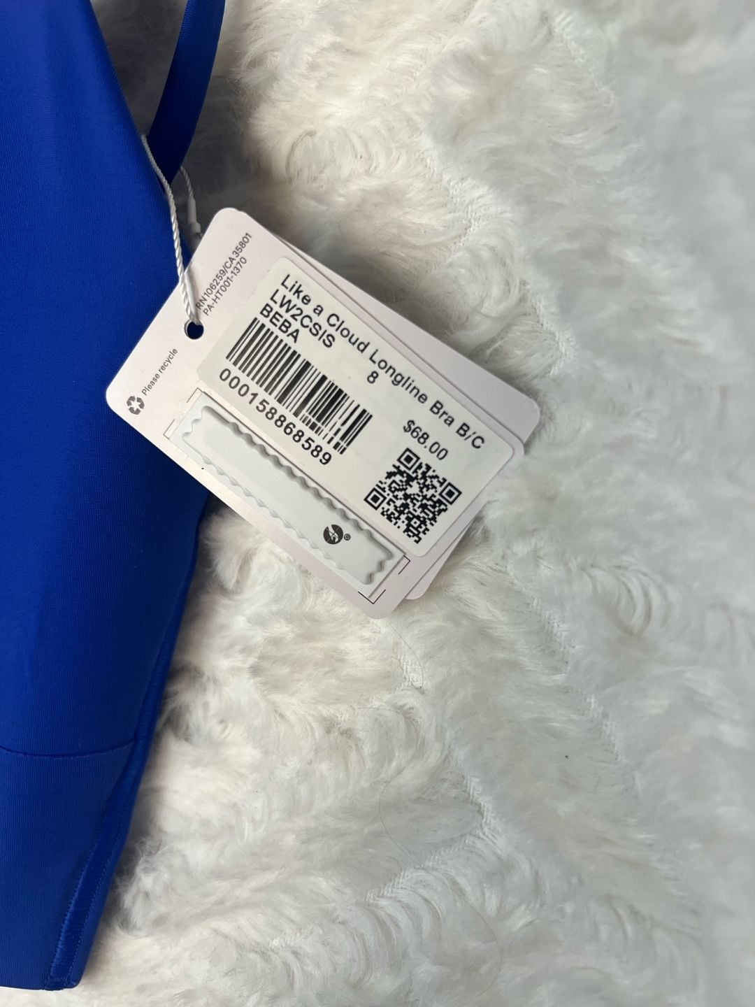 NWT Lululemon Like a Cloud Longline Bra B/C Size 8 Blue 4