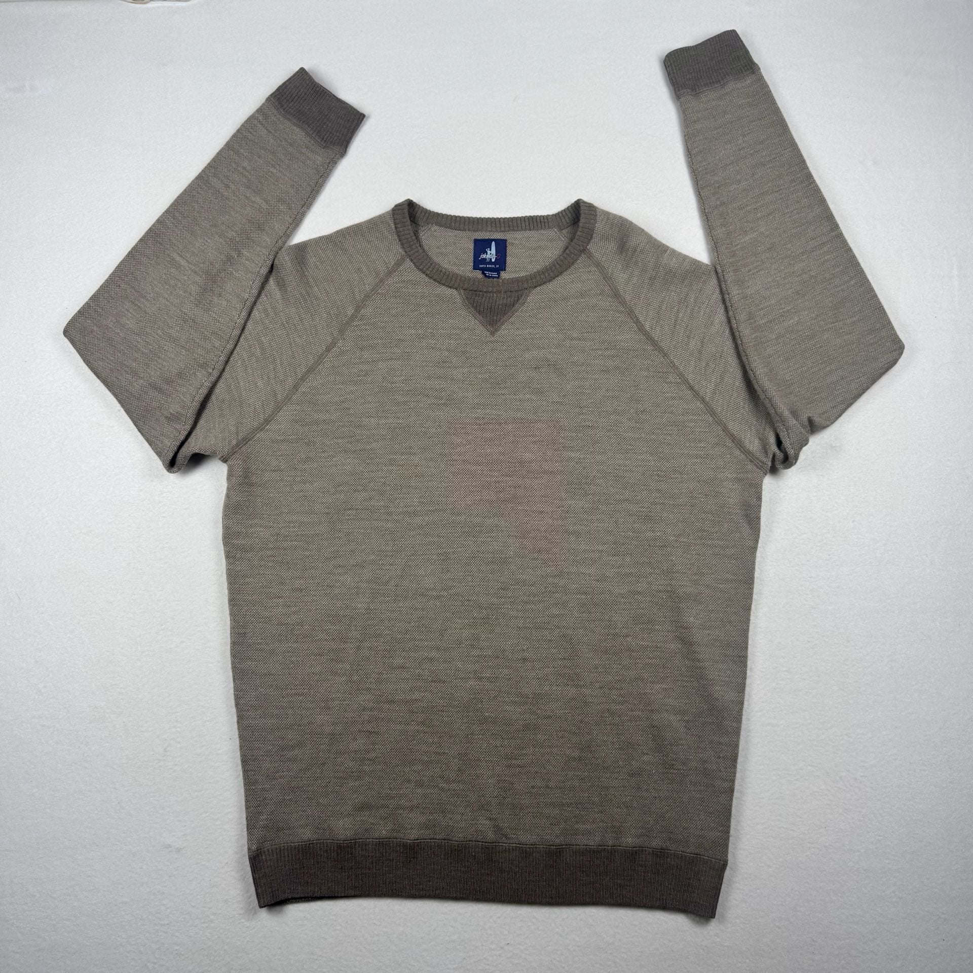 johnnie-O Boggs Merino Wool Crew Neck Sweater Size Medium Coffee Brown 2