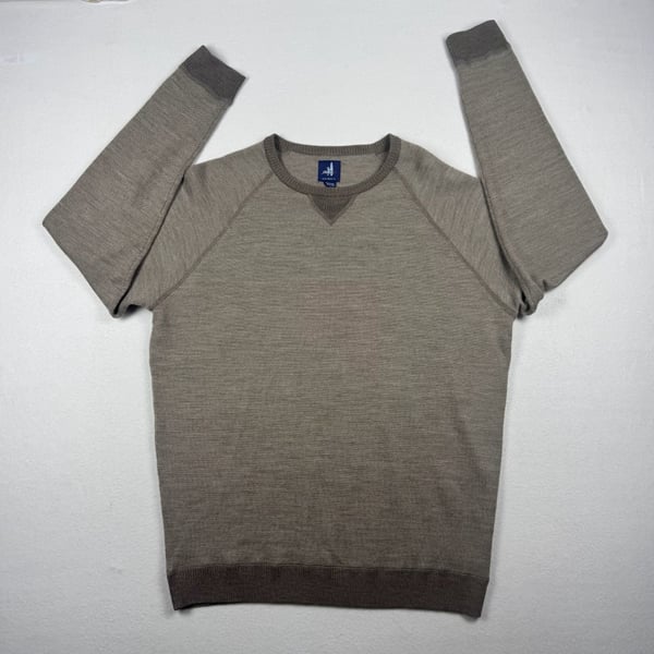 johnnie-O Boggs Merino Wool Crew Neck Sweater Size Medium Coffee Brown