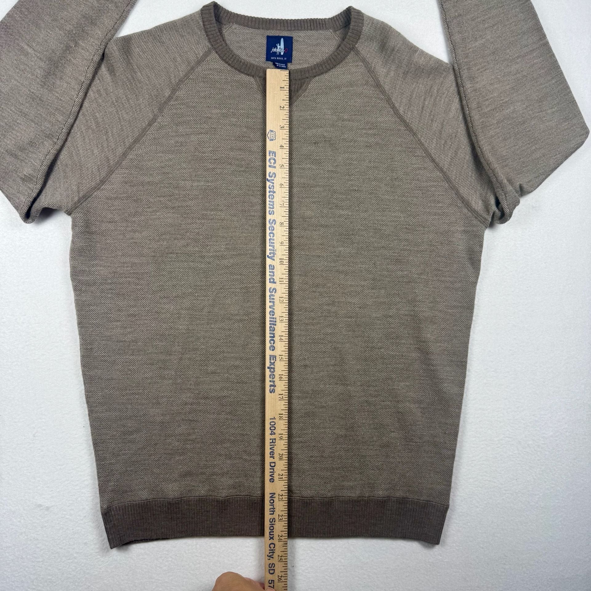 johnnie-O Boggs Merino Wool Crew Neck Sweater Size Medium Coffee Brown 3