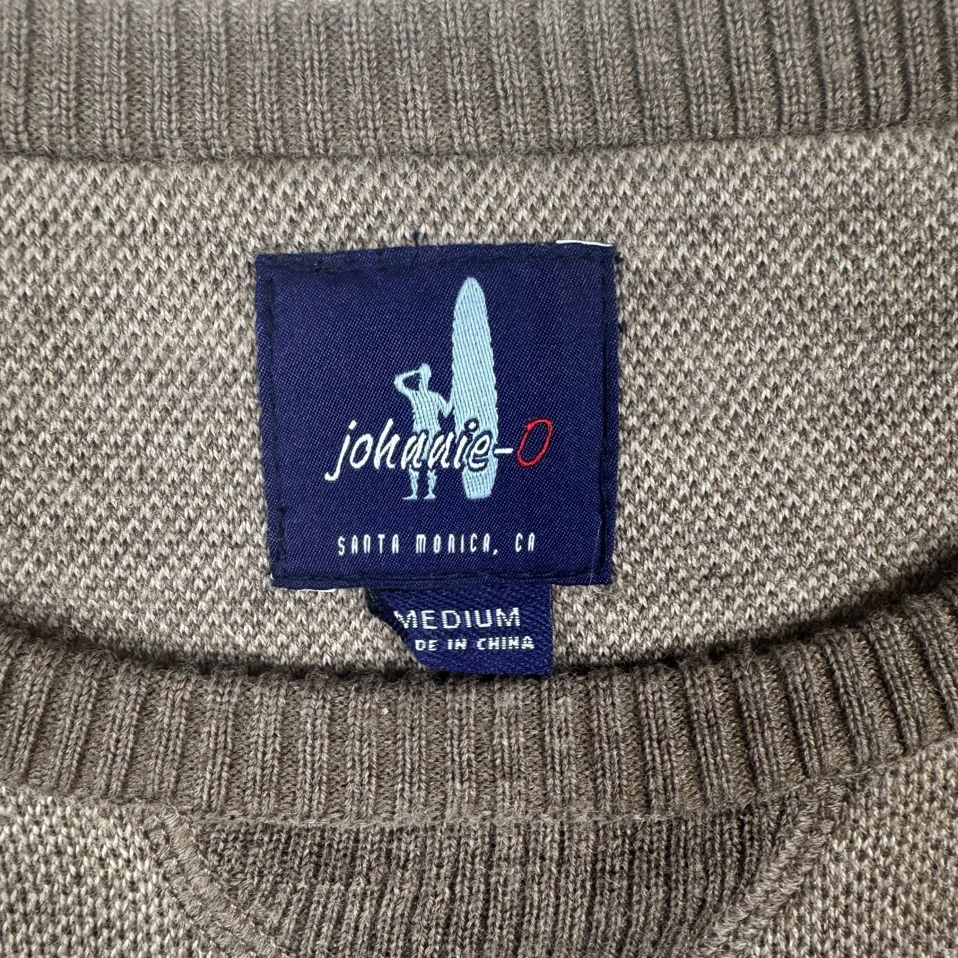 johnnie-O Boggs Merino Wool Crew Neck Sweater Size Medium Coffee Brown 6