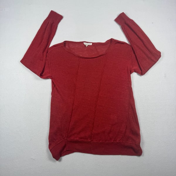 Eileen Fisher Merino Wool Red Sweater Boat Neck Medium