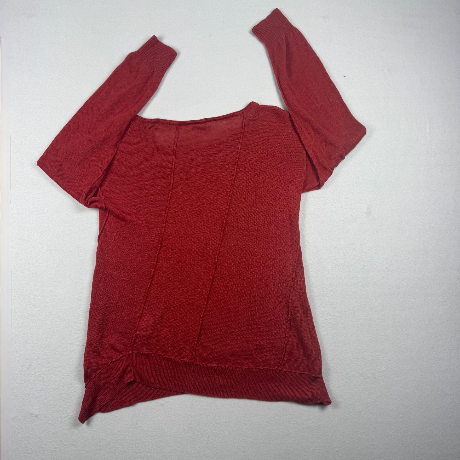 Eileen Fisher Merino Wool Red Sweater Boat Neck Medium 8