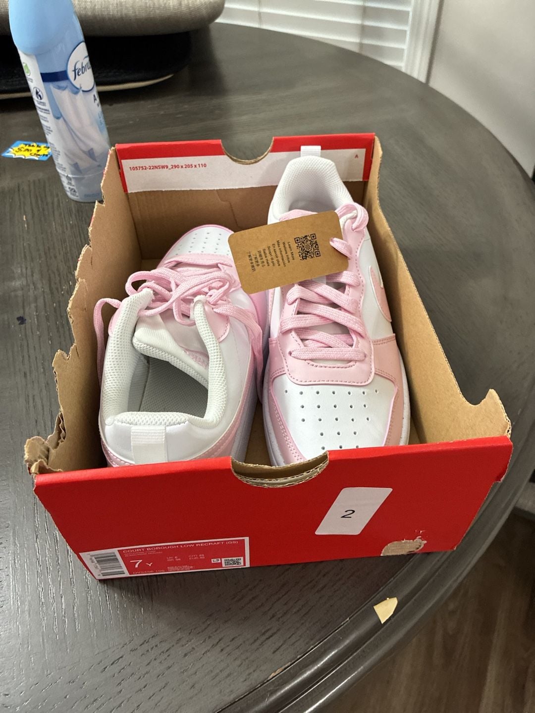 Nike Court Borough Low Recraft Size 7Y White Pink Foam Sneakers 2