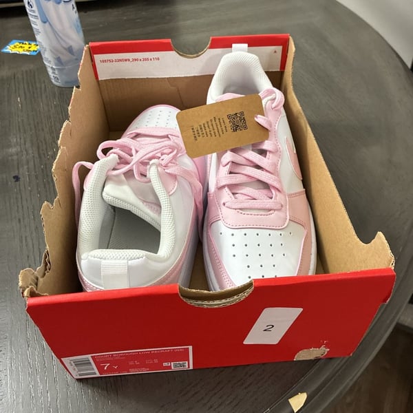 Nike Court Borough Low Recraft Size 7Y White Pink Foam Sneakers