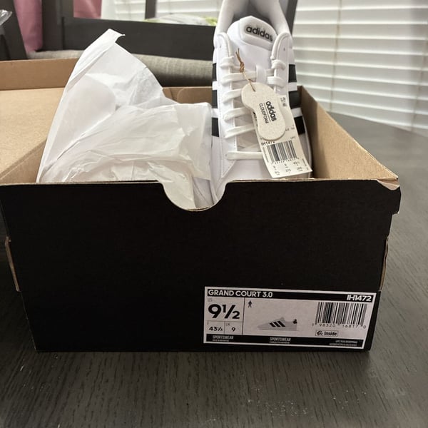 Adidas Grand Court 3.0 Size 9.5 White Black Cloudfoam Sneakers