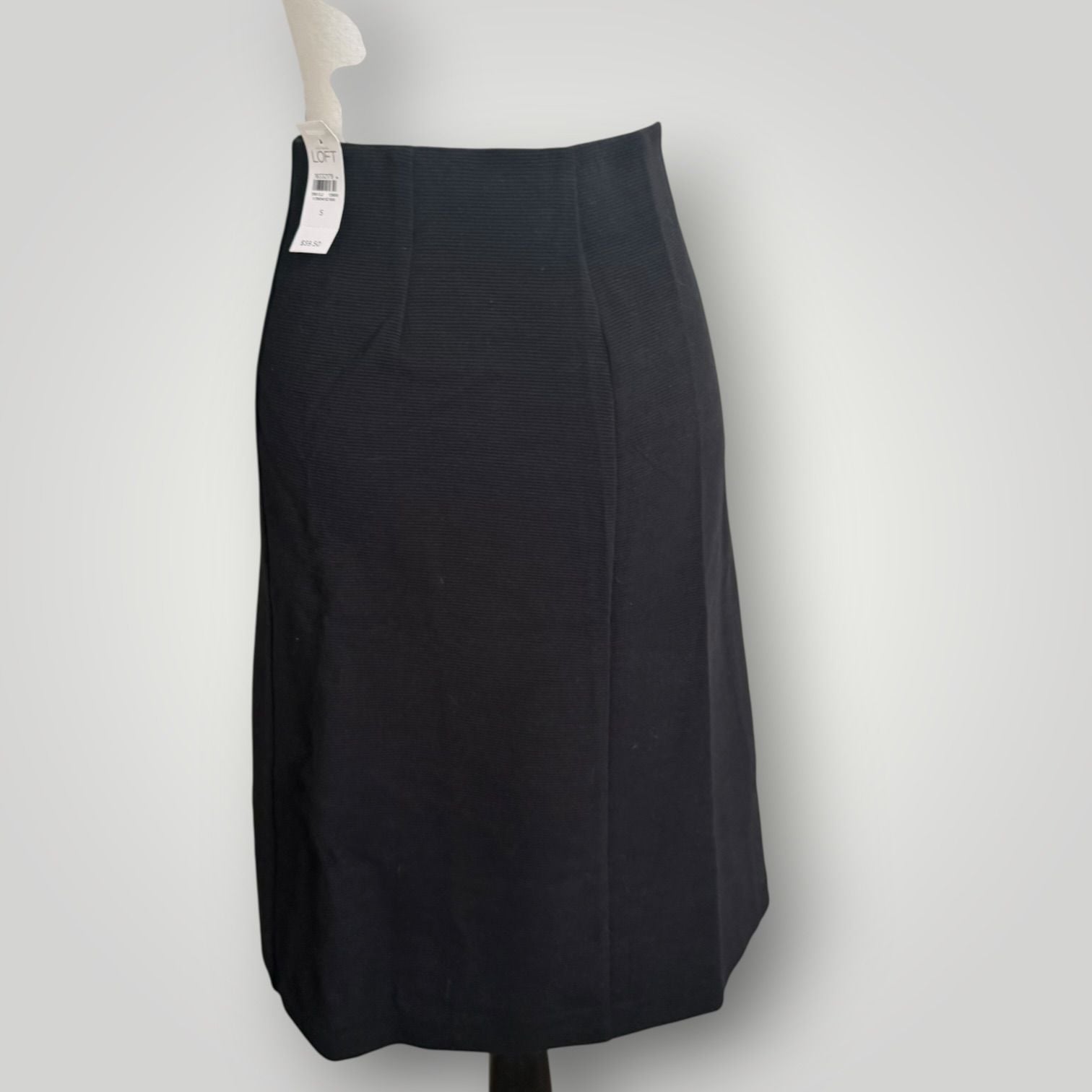 NWT Ann Taylor Loft A-Line Skirt Black Ribbed Knit Midi Pull-On Size S 5