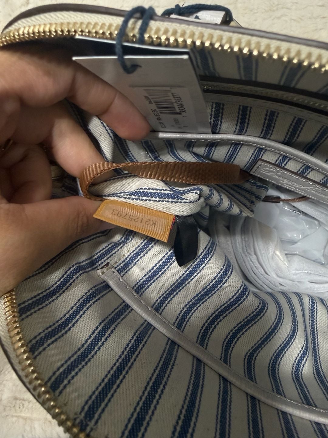 Dooney & Bourke Saffiano Domed Zip Satchel Ecru 8