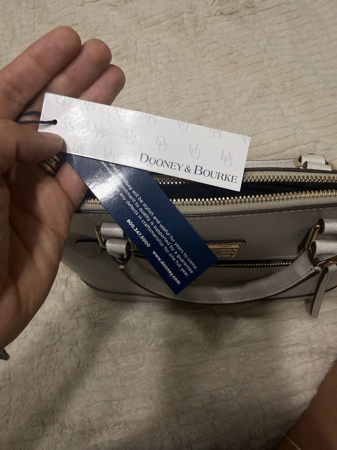 Dooney & Bourke Saffiano Domed Zip Satchel Ecru 10