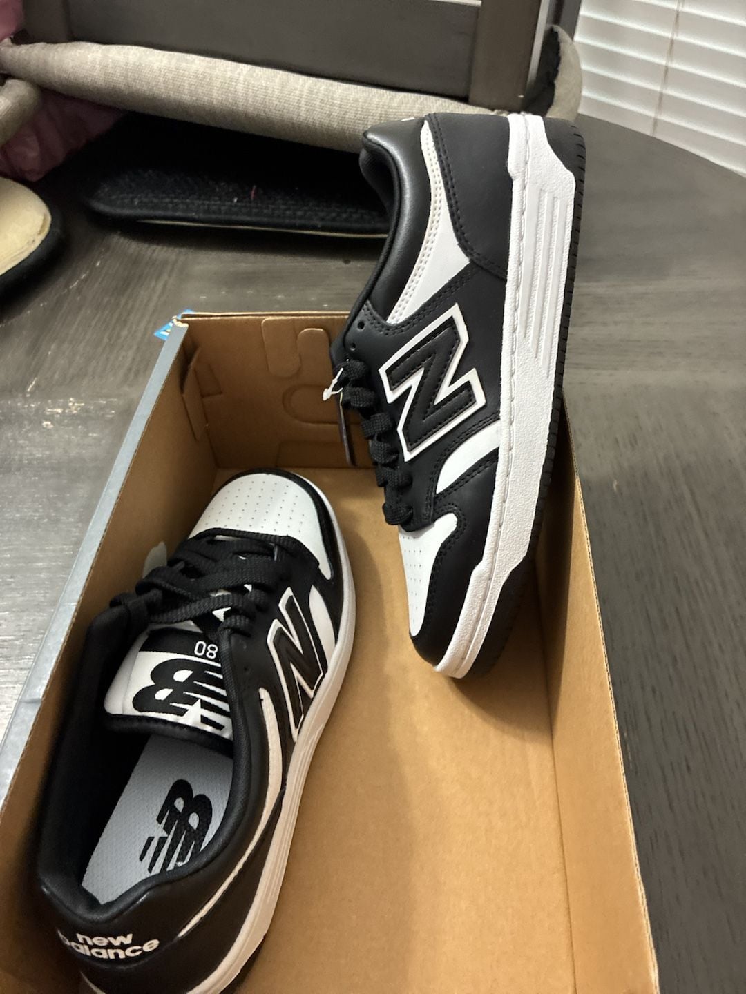 New Balance 480 Size 6 White Black Leather Sneakers BB480LBA 5