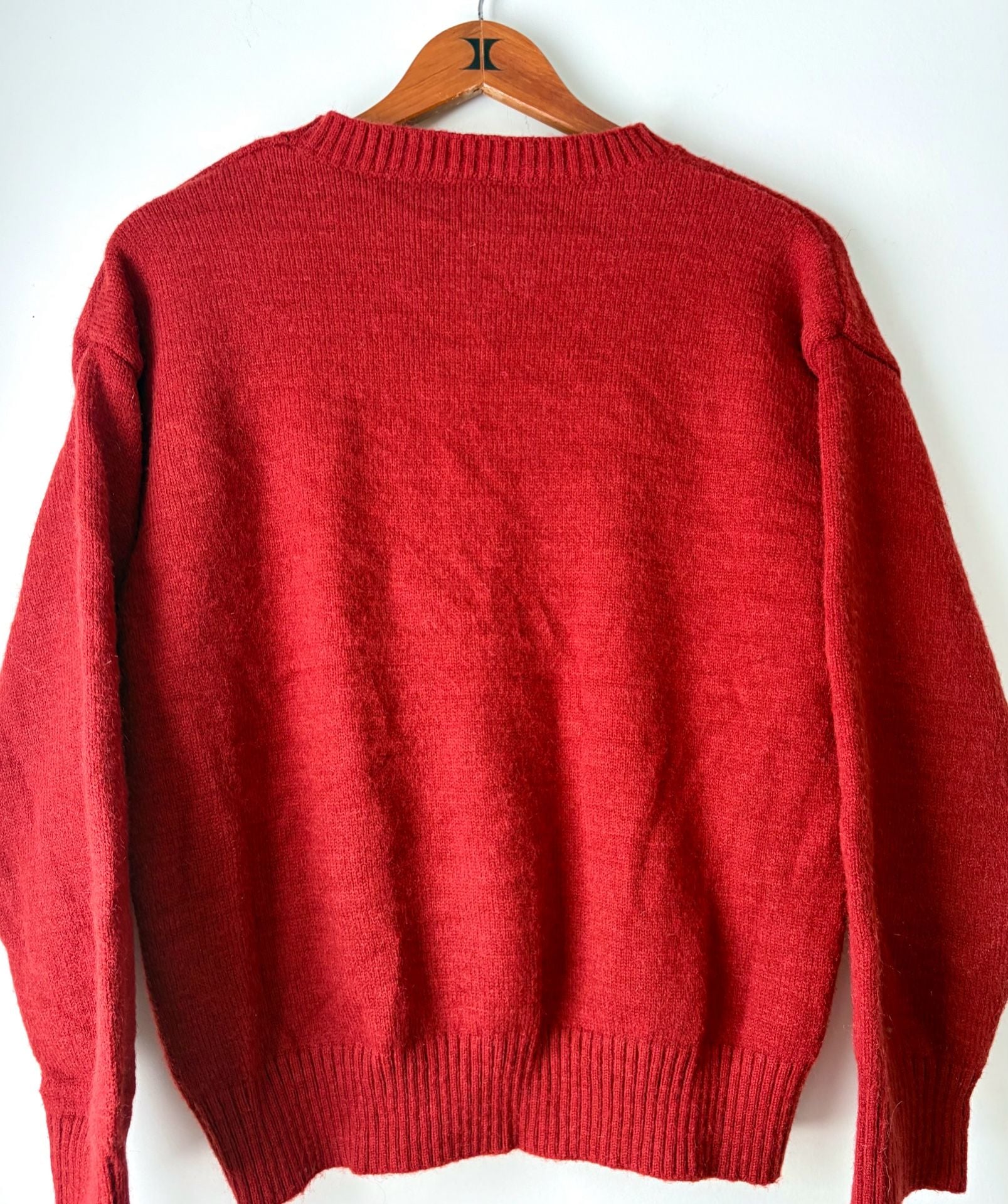 Teddy Bear Couple Red Novelty Knit Sweater Retro Cute Graphic Casual Unisex Style M/L 4