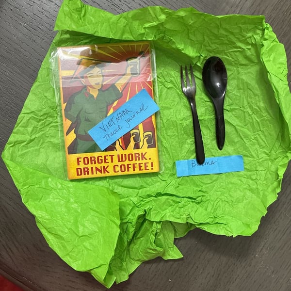 Vietnam Travel Journal w/ authentic spoon and fork.