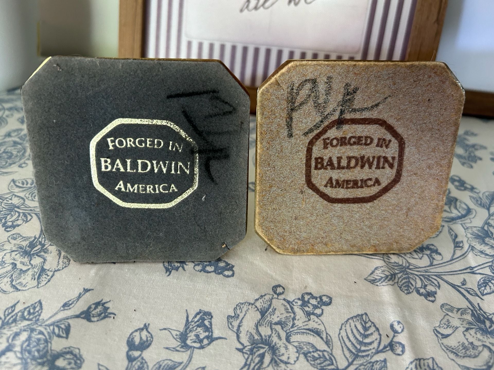 Baldwin Vintage Solid Brass Candlestick Holders Set 2 Octagon Base 2