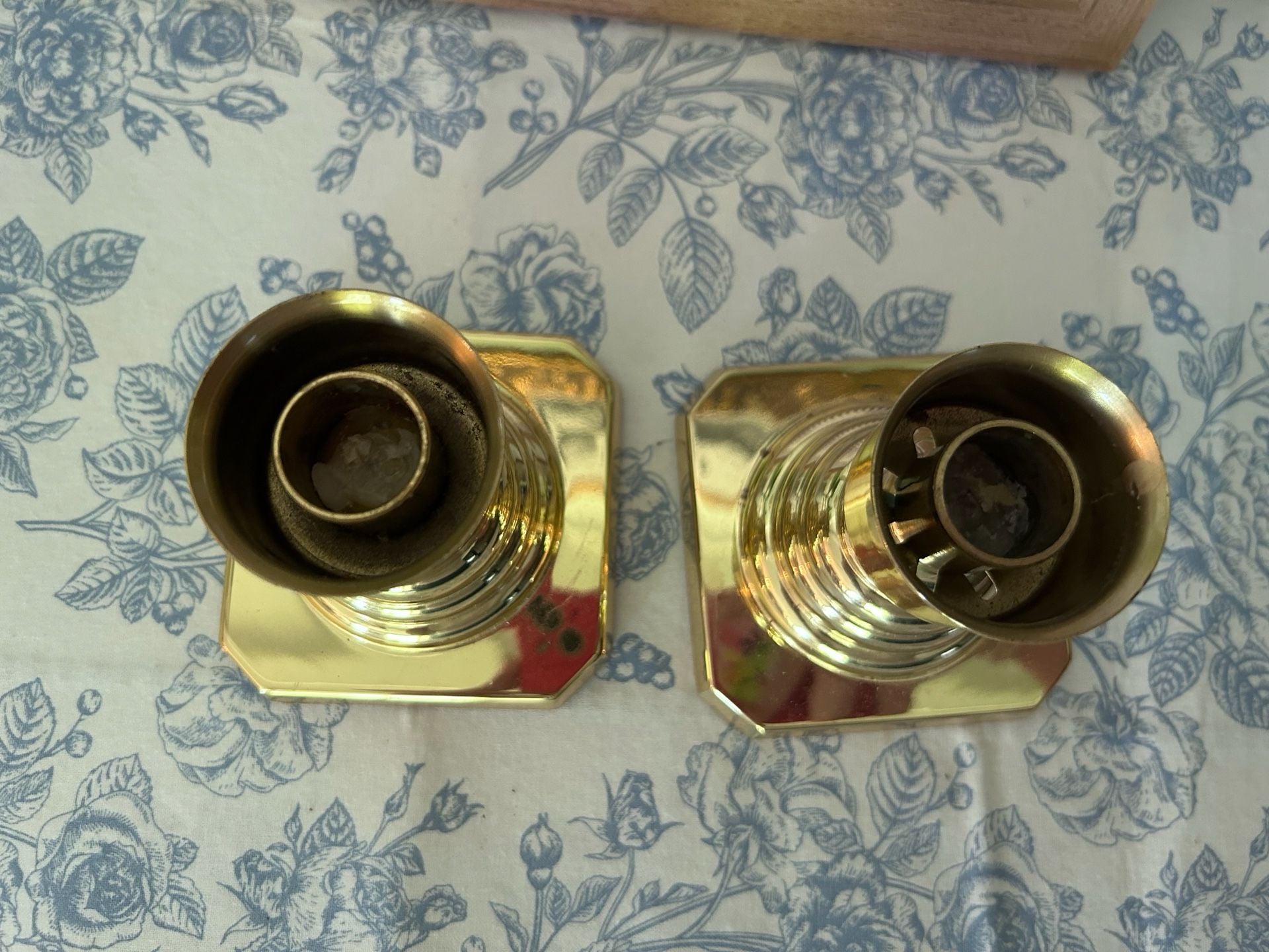 Baldwin Vintage Solid Brass Candlestick Holders Set 2 Octagon Base 3