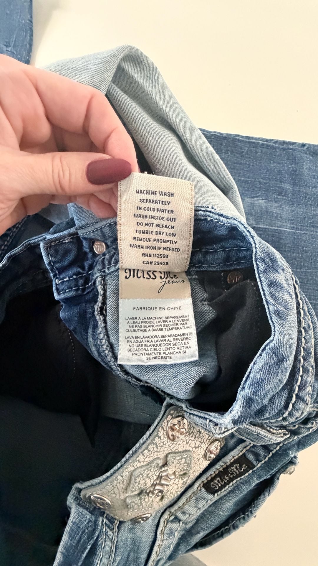 Miss Me Mid-Rise Bootcut Jeans Size 27 Blue Embellished 7