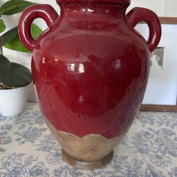 Southern Living At Home Verona Red Ceramic Tuscan Olive Vase