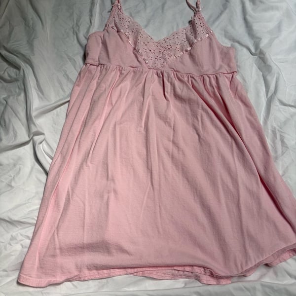 VINTAGE Victoria's Secret Camisole Babydoll Size S Pink Cotton Lace