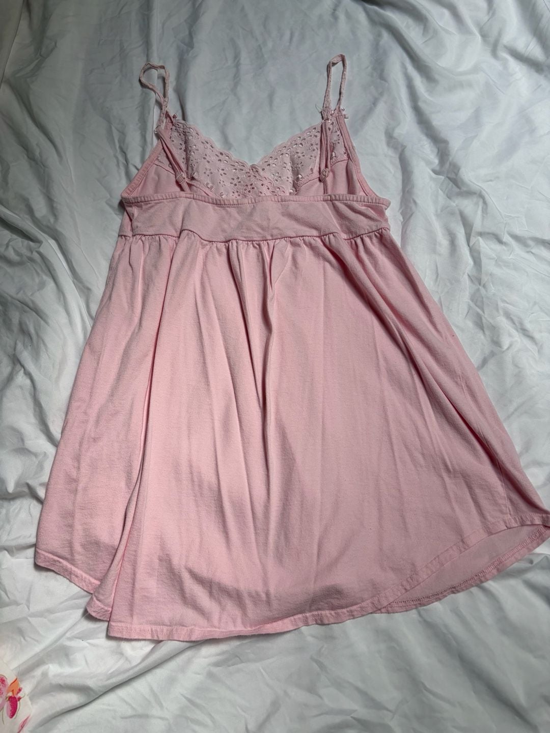 VINTAGE Victoria's Secret Camisole Babydoll Size S Pink Cotton Lace 3