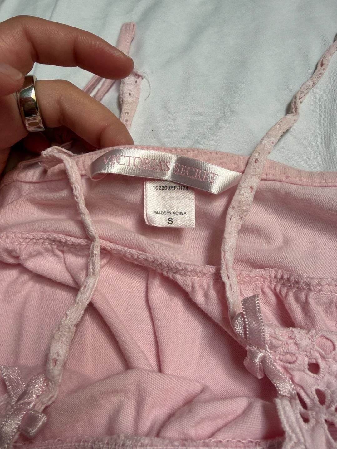 VINTAGE Victoria's Secret Camisole Babydoll Size S Pink Cotton Lace 4