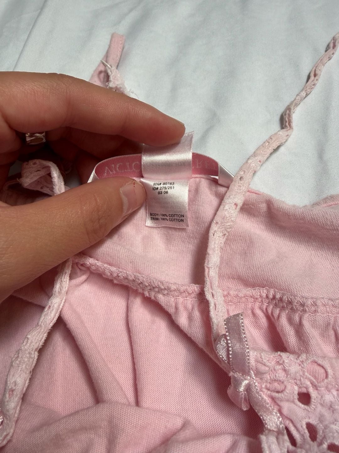 VINTAGE Victoria's Secret Camisole Babydoll Size S Pink Cotton Lace 5