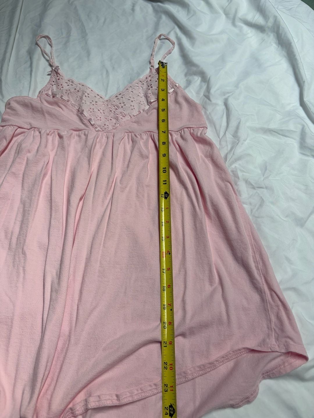 VINTAGE Victoria's Secret Camisole Babydoll Size S Pink Cotton Lace 6