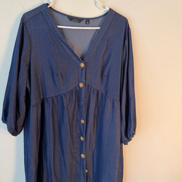 Mila Gabrielle Denim Dress Size 1X Blue V-Neck Button Front Tunic