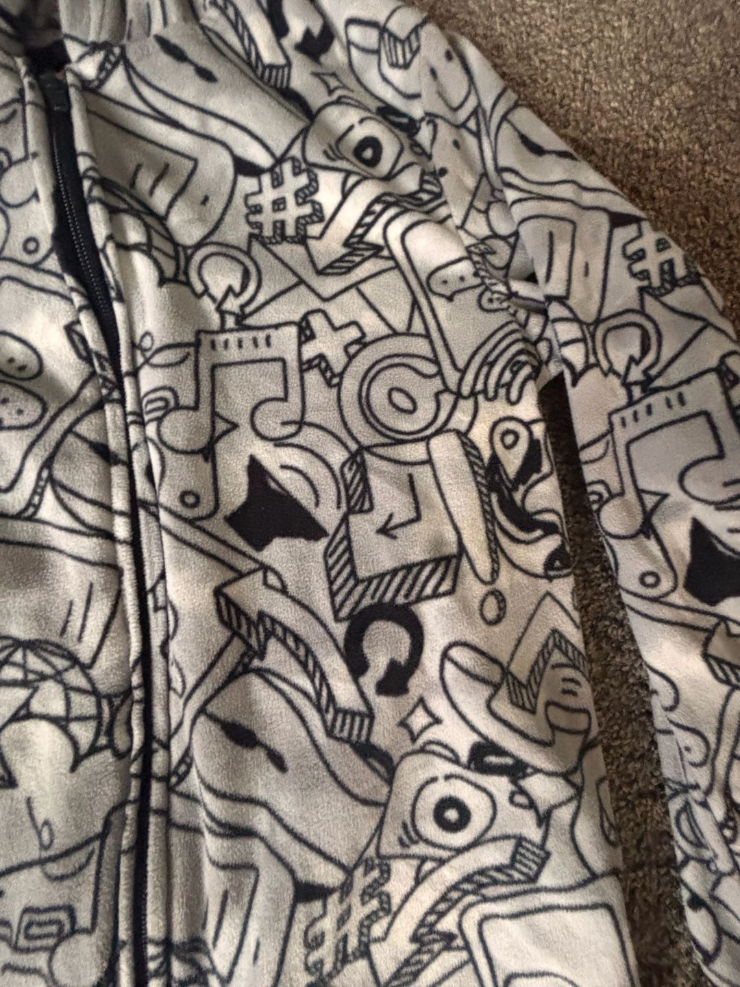 Cat & Jack Boys' Hooded Sleeper Size L (10/12) Doodle Print 3