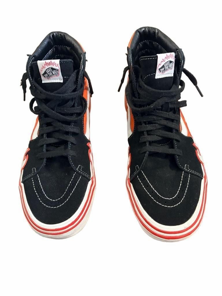 Vans Sk8-Hi Flame Burnt Ochre High Top Sneakers Black Orange Sz 11.5 5