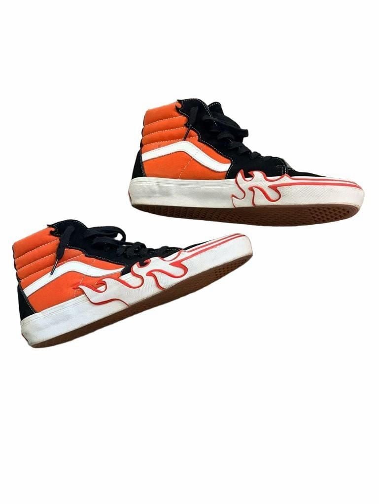 Vans Sk8-Hi Flame Burnt Ochre High Top Sneakers Black Orange Sz 11.5 7