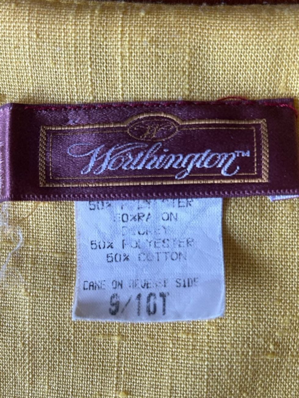 Vintage Yellow Button-Up Dress Size 12 Short Sleeve 8